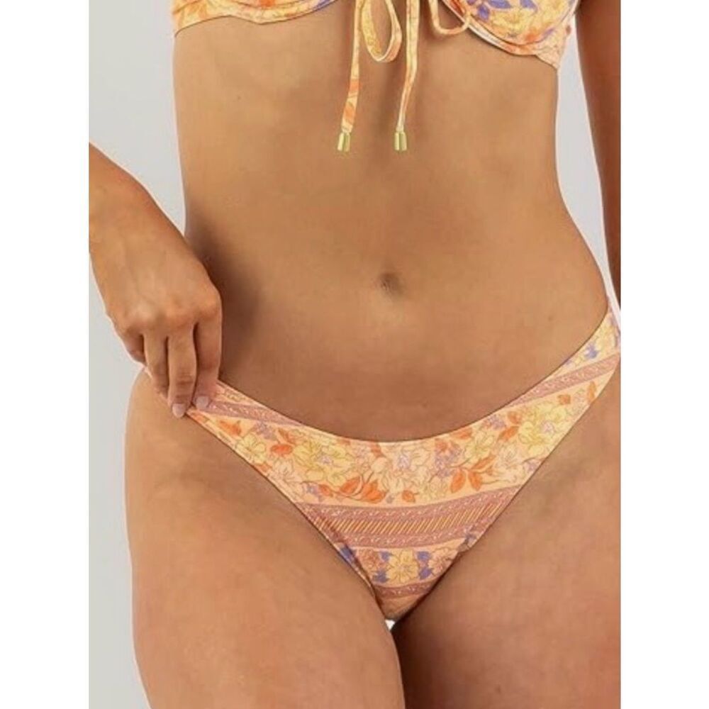 Billabong Women's Fine by Me Hike Bikini Bottom, Orange Multi. Large (12), NWT